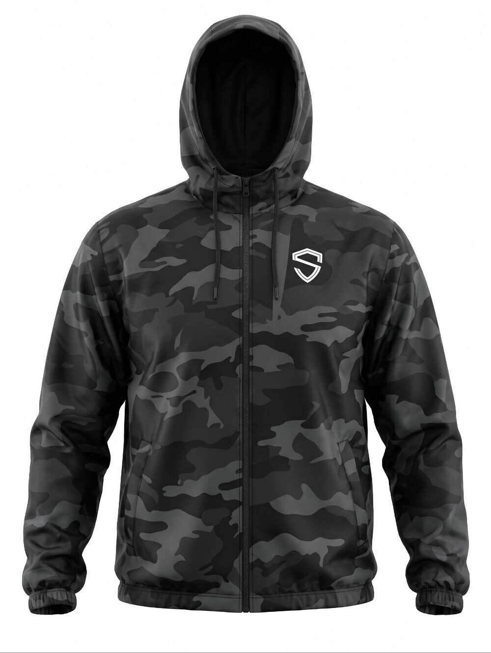 Independent Trading Company Men's Black Camouflage Windbreaker Rain Hiking